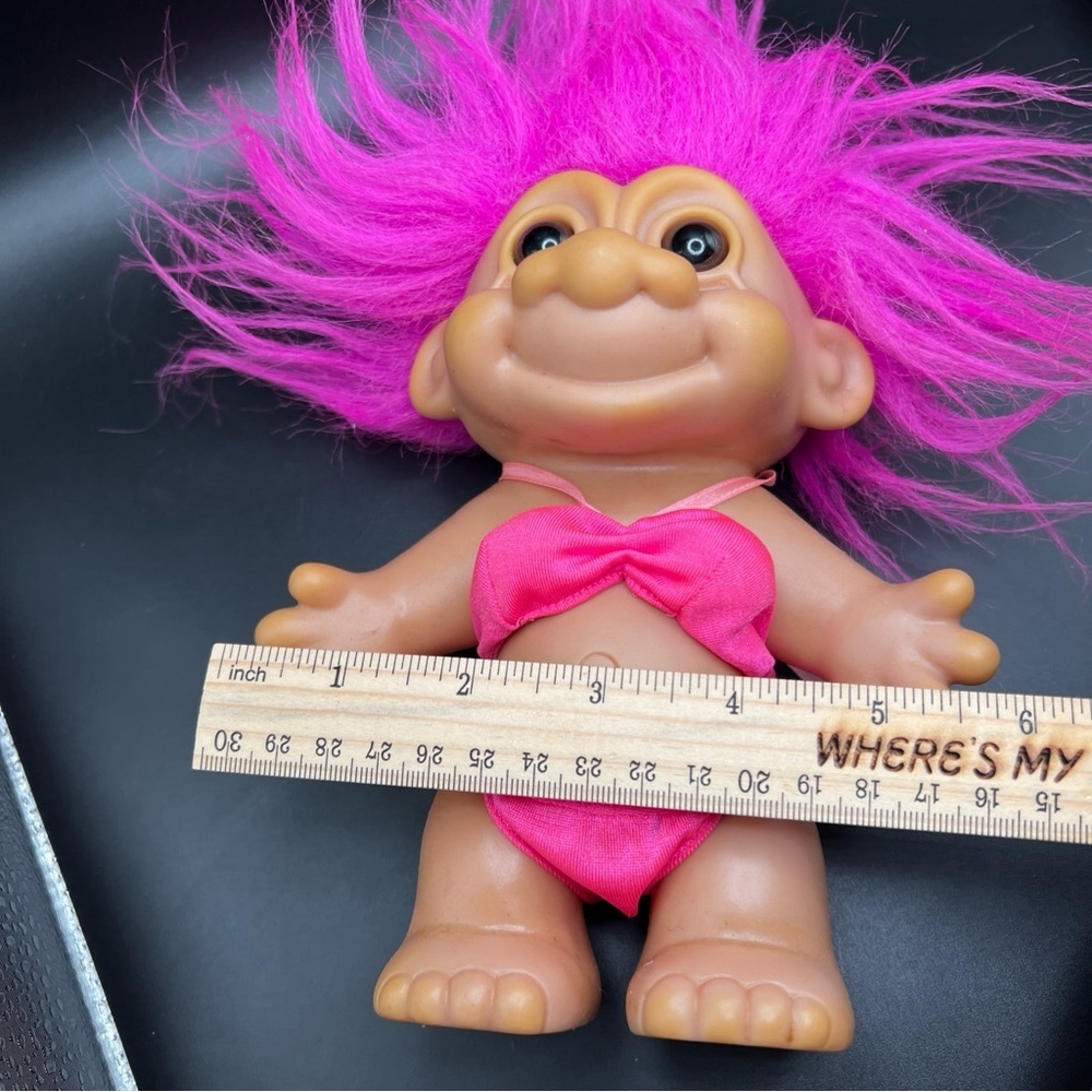 Vintage Russ Troll Doll Pink Hair Two Piece Swim Bathing Suit Pink Bikini - Picture 9 of 12
